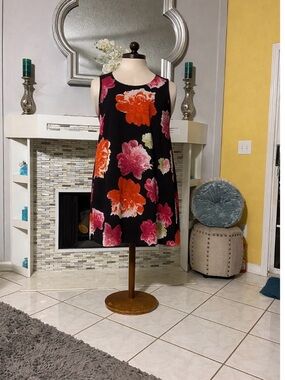 Calvin Klein Black Floral Sleeveless Shift Dress -size 18W